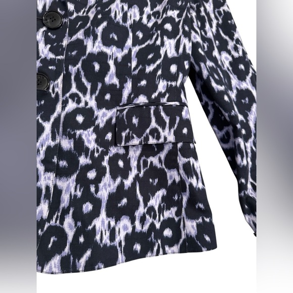 Lafayette 148 Blazer Womens Size 12 Purple Black Button Front Animal Print - Picture 4 of 12